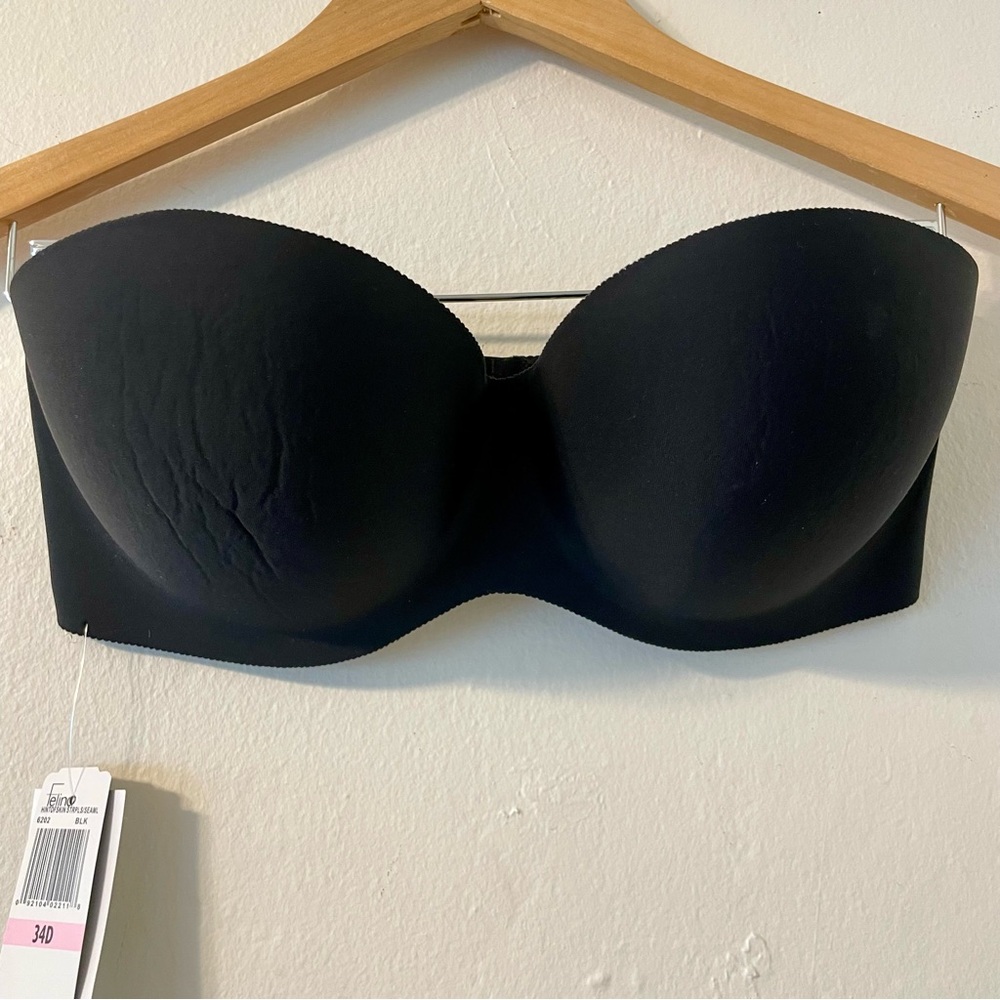 Felina Strapless Hint of Skin Bra, NWT Black 34D